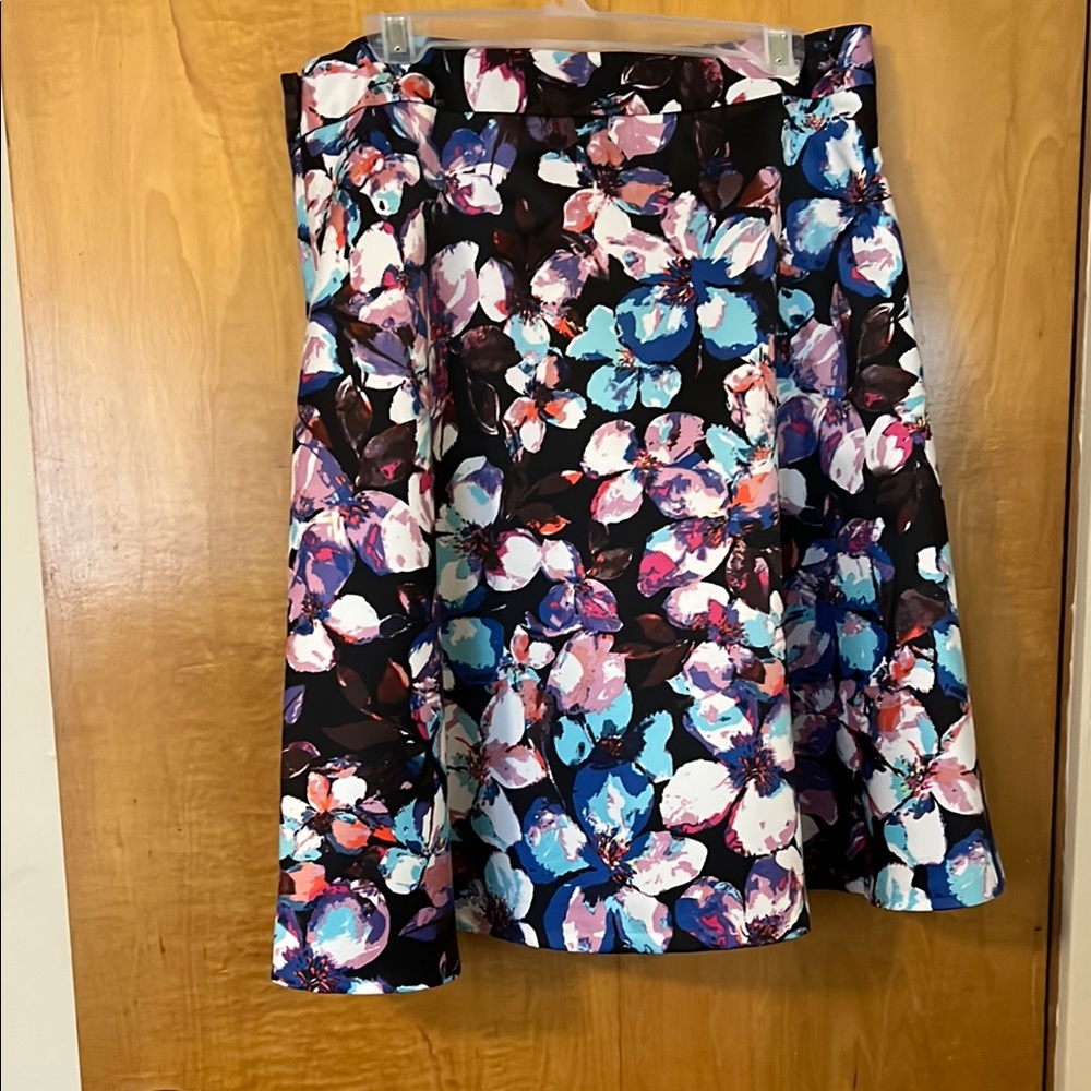 A-line purple and blue floral skirt